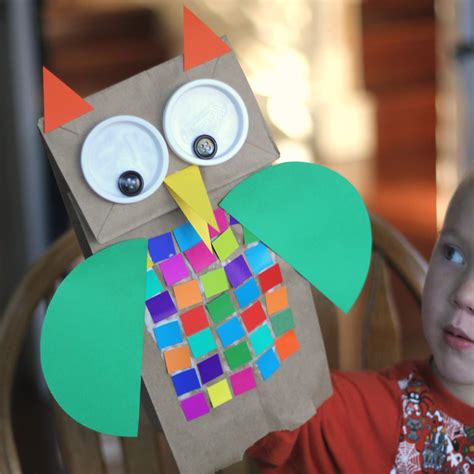 toddler approved colorful shape owl craft  kids