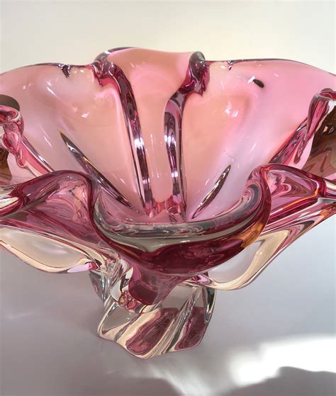 Large Murano Glass Bowl 11 Centerpiece Cranberry Vase Etsy