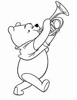 Trumpet Pooh Winnie Orchestra Trompeta Tocando Ursinho Horn Musique Bestcoloringpagesforkids Tudodesenhos sketch template