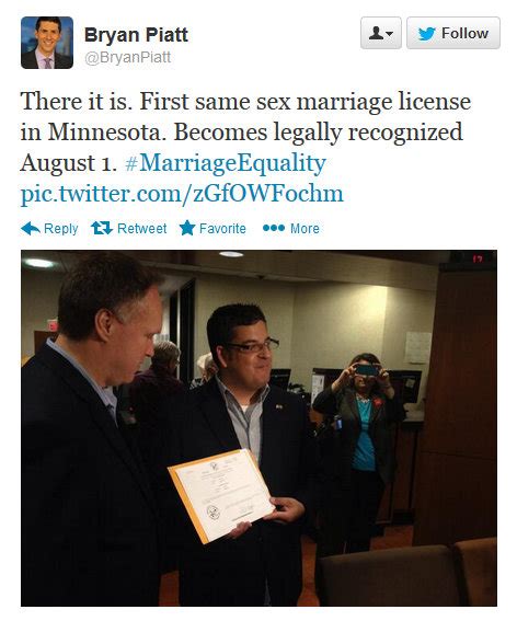 First Same Sex Marriage License Issued In Minnesota The