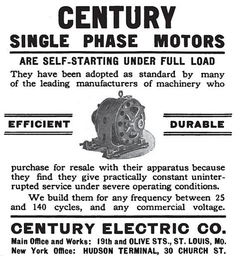 century electric   ad century electric  single phase motor vintagemachineryorg