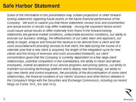 safe harbor statement
