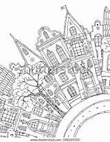 Coloring Book Artistically Pattern Vector Part City sketch template