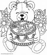Coloring Birthday Pages Happy Kids Printable Sister Color Adult Adults Bear Sheets Cards Colouring Holiday Card Birthdays Mom Print Gif sketch template