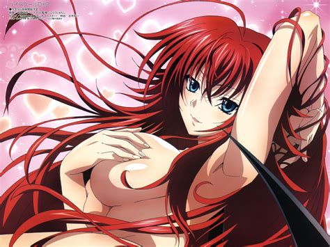 blue eyes breast hold breasts highschool dxd long hair red hair rias gremory