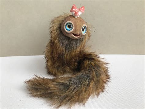 fluffy worm art toy guardian   forest doll worm miniature etsy