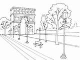 Arco Triunfo Triomphe Colorear Elysees élysées Ciudad Enfants sketch template