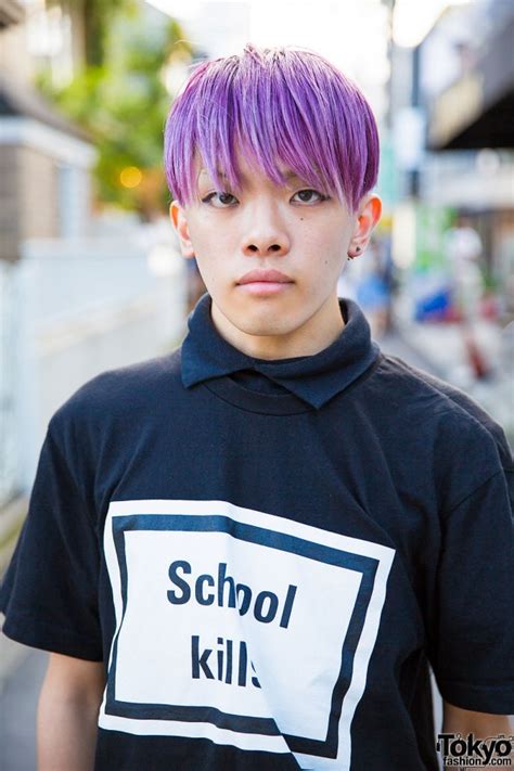 purple haired harajuku guy in hyein seo school kills tee 99 is and converse