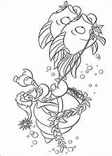Coloring Mermaid Little Sebastian Pages Riding Fishes Printable Book Color Print Sea Disney Fish Coloriage Supercoloring Kids sketch template