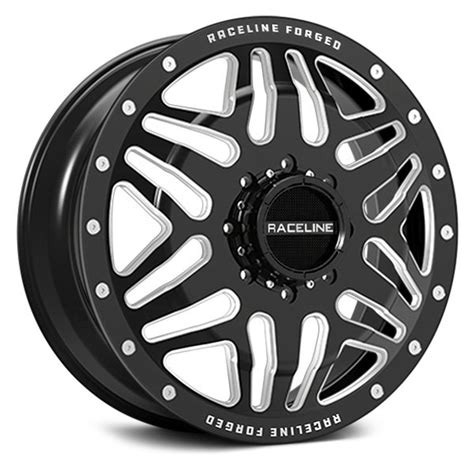 raceline rfb sector  forged dually wheels gloss black  milled accents rims