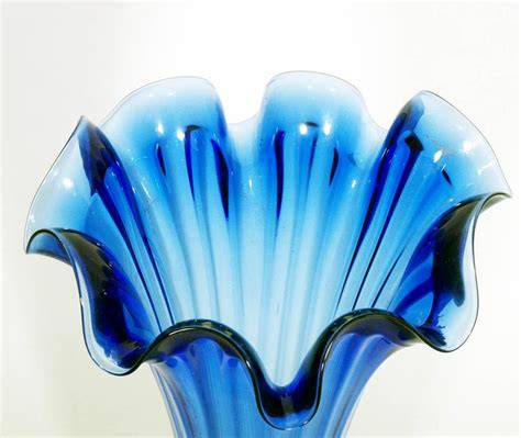 Early 20th Century Art Nouveau Blue Vase Murano Glass