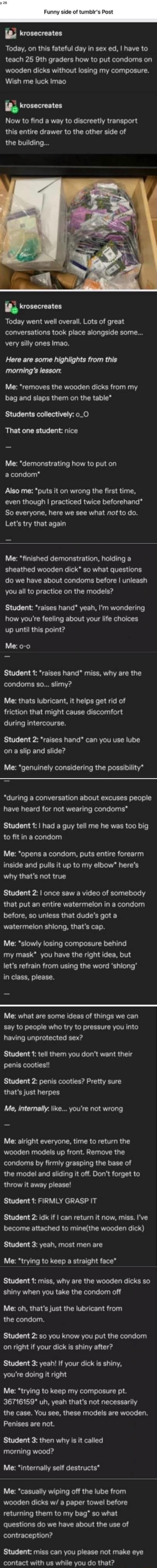 today on this fateful day in sex ed i have to teach 25