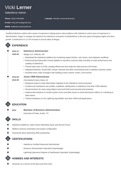 salesforce admin resume sample  guide  tips