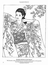 Japanese Kimono Coloring Book Fashion Designs Ju Ming Pages Dover Sun Amazon Adult Deco sketch template