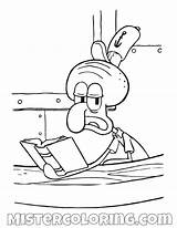 Coloring Squidward Squarepants Mister Krusty Krab sketch template