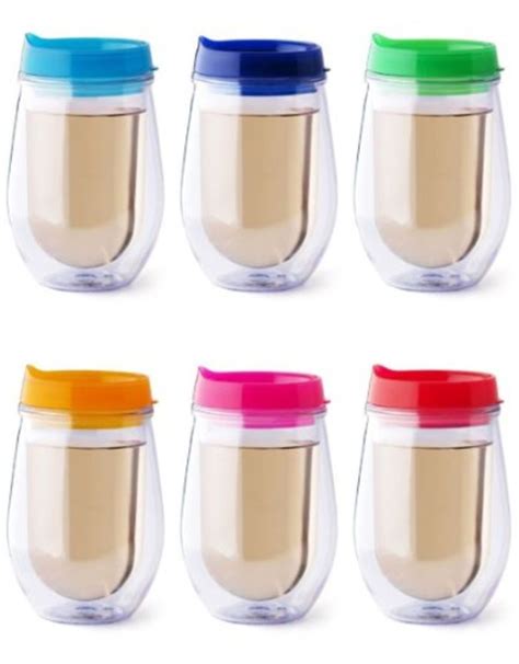 Plastic Stemless Wine Glasses With Lid And Straw A