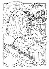 Kleurplaat Gebak Pastries sketch template