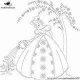 Embroidery Crinoline Patterns Vintage Ladies Hand Machine Applique Lady Stitch Coloring Transfers Designs Cross Pages Adult Lazy Daisy Needlework Embroider sketch template