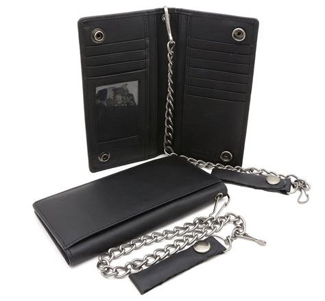 bifold black genuine leather checkbook holder snap button wallet