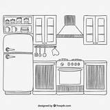 Cocina Casa Partes Dibujo Dibujada Vectores Mostrador Muñecas Recursos Ingles sketch template