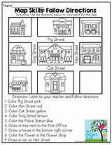 Map Directions Grade Worksheets Kindergarten Maps Skills Studies Social Worksheet Activities Printable 1st Cardinal Following Reading Neighborhood Using Coloring Kids sketch template