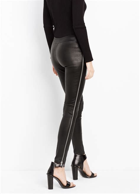 vince leather leggings  side zippers  black lyst