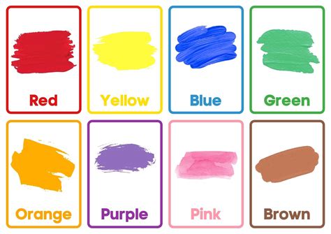 colorful printable flashcards instant  basic colors classroom