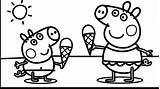 Pig Peppa Ice Cream Coloring Pages Eating Learn Colors Drawing sketch template