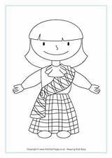 Colouring Coloring Pages Kids Scottish Girl Sheets Kilt Template Burns Night Tartan Activities Crafts Activityvillage Printable Girls Traditional St sketch template