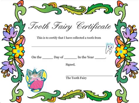 tooth fairy certificate template word  templatedata