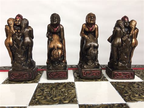 Hand Made Erotic Luxury Chess Set In Bronze And Silver Antique Etsy