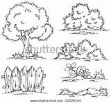 Coloring Shrubbery Landscape Clipart Cartoon Template Pages sketch template