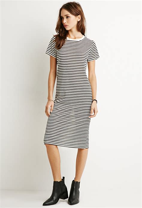 lyst forever 21 classic striped t shirt dress in black