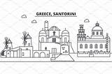 Santorini Skyline Sights Creativemarket sketch template