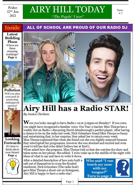 pupil newspaper airy hill primary school