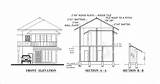 Elevation Section Plan House Front Story Double Plans Room Dwg Cad Four Bed Blueprints sketch template