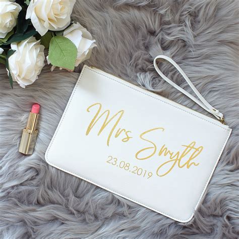 personalised  clutch bag bride purse wedding day accessory etsy