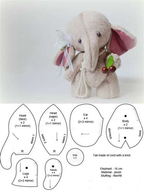 cut  printable  easy stuffed animal patterns