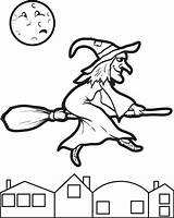 Witch Coloring Pages Halloween Printable Broom Kids Hat Drawing Simple Witches Color Print Preschool Getdrawings Getcolorings Choose Board Click sketch template