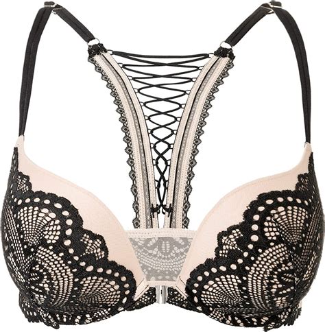 dobreva women s front close underwired push up bra floral lace plunge