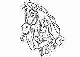 Princess Coloring Pages Horse Riding Aurora Getcolorings Hors Getdrawings sketch template