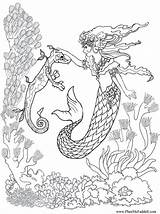 Coloring Pages Mermaid Adult Popular sketch template