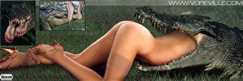 rule 34 ass ass crocodile eating female high heels human reptile scalie stockings teeth vore