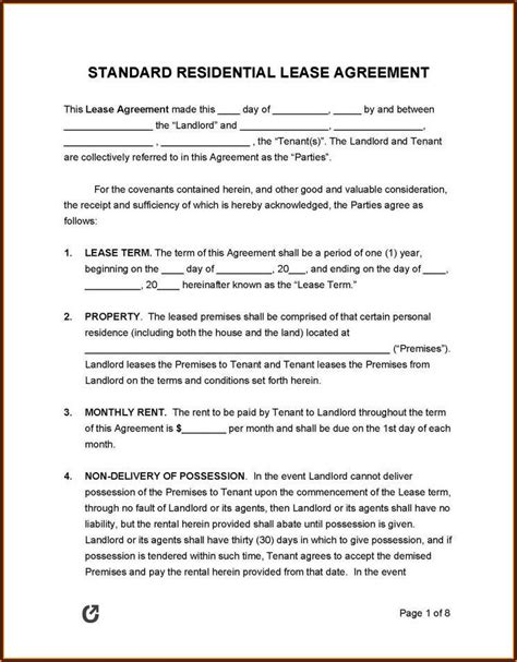 sample contract agreement  landlord  tenant form resume