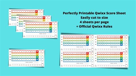 perfectly printable qwixx score sheet easily cut  size etsy ireland