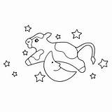 Cow Moon Over Jumped Coloring Pages Template sketch template