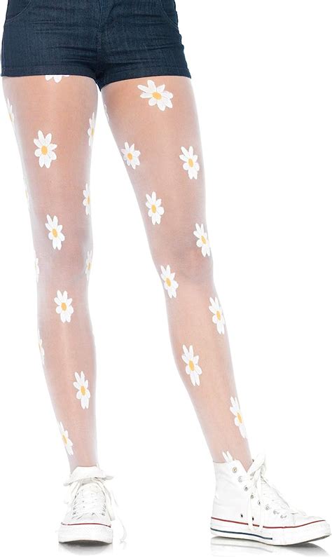 leg avenue women s woven daisy sheer tights white one size amazon