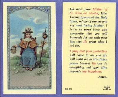 prayer   lady  atocha laminate holy card  flower gifts