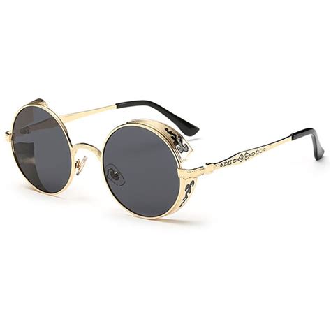 round metal sunglasses steampunk men women fashion glasses brand