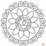 Coloring Pages Rangoli Diwali Printable Drawing sketch template